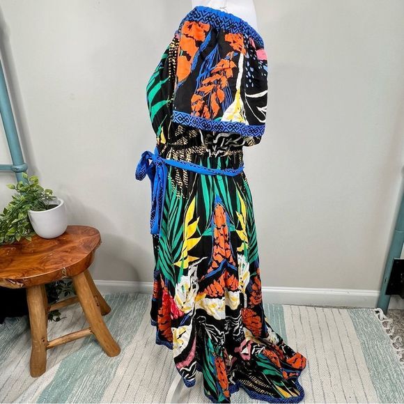 ✨ 3 for $25 ✨Flying Tomato Off The Shoulder Tropical Print Maxi Dress Size L - Picture 8 of 11
